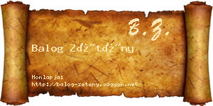 Balog Zétény névjegykártya